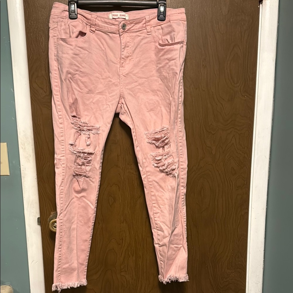 GoGoJeans Pink Skinny Distressed Denim size 15